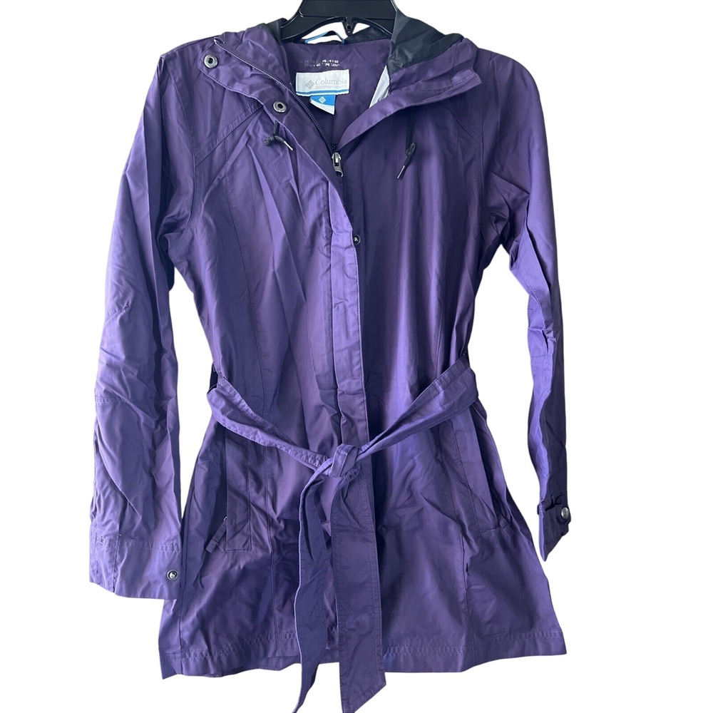Columbia Omni-Shield Jacket XS Women's Hooded Windbreaker Nylon Belted Parka